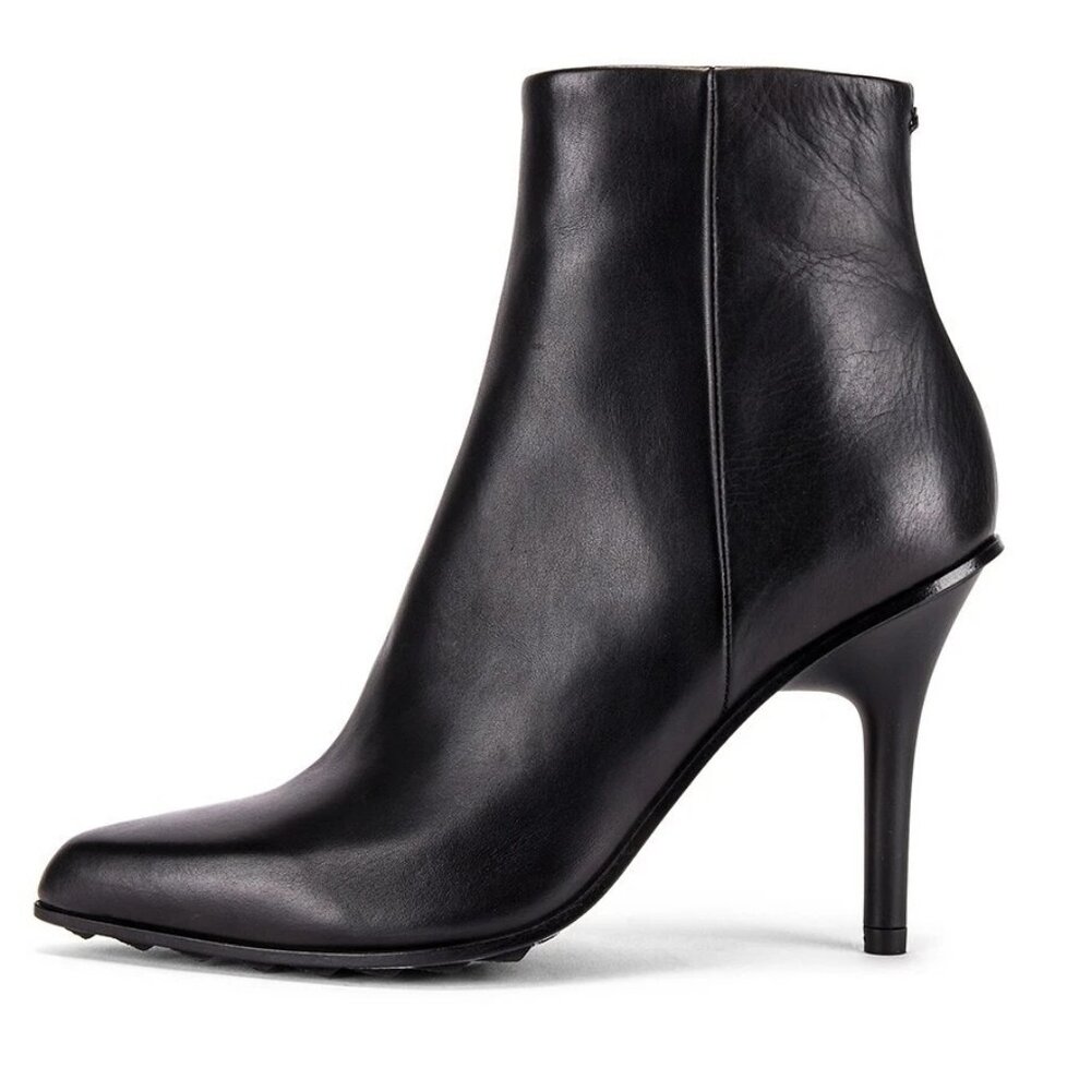 $650 RAG & BONE WAYLON MOTO HEELED BOOT BLACK POINTY LEATHER BLACK 36.5 (MG10)
